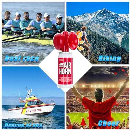 Air Horn 1.4oz 2pcs, Loud Mini Safety Boat Air Horn Can, Sports Event Starting Horn, Mini Small Compressed Blow Fog Bear Air, Celebrate Victory£¨2,Red£©