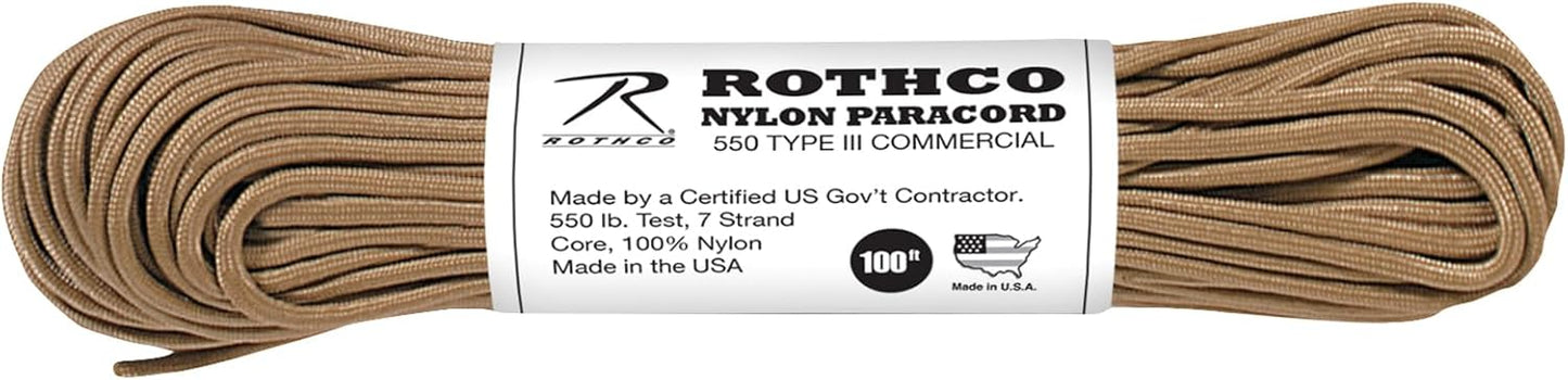 Rothco 550 Nylon Paracord, 100', Charcoal Grey