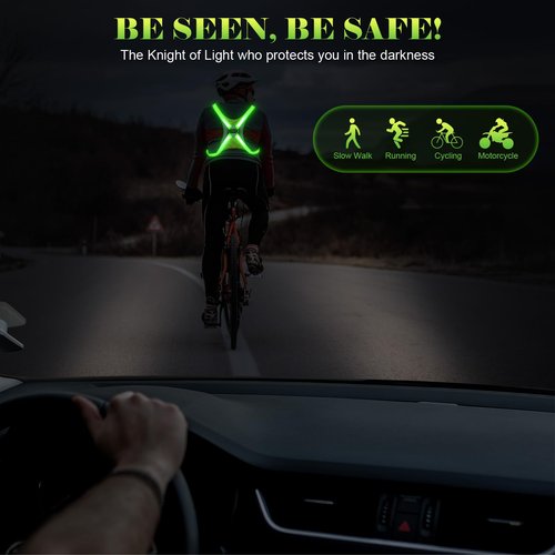 LED Reflective Vest - Light Up Running Gear for Night - Adjustable for Men & Women