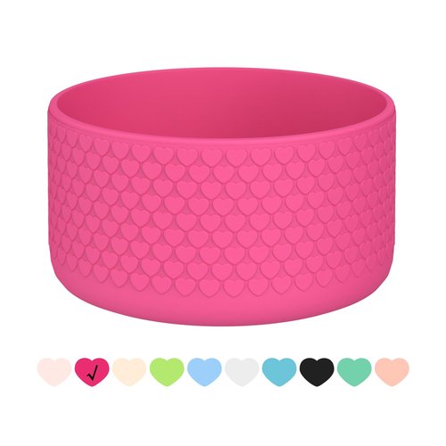 WUQID Heart Shaped Texture Silicone Boot Compatible with Stanle Quencher H2.0 & IceFlow Flip 20oz 30oz 40oz and Hydro Sport Flask 12-24oz, Anti-Slip Bottle Bottom Sleeve Cover