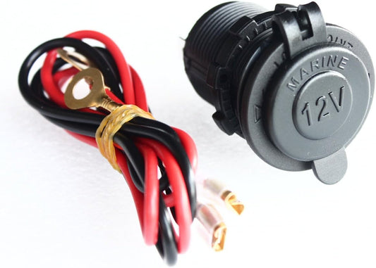 BANDC Waterproof Marine Motorcycle ATV Rv Power Outlet Socket Receptacle Dc 12v Plug with Wire