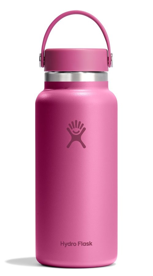 Hydro Flask Water Bottle - Insulated Stainless Steel - Wide Mouth Flex Lid, Non Spill, Leakproof and Refillable in 32 Oz Reef Pink