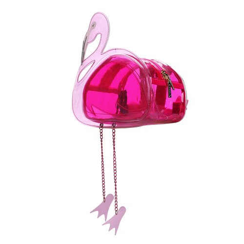Bioworld Pink Flamingo 13.5-Inch Clear Mini Backpack