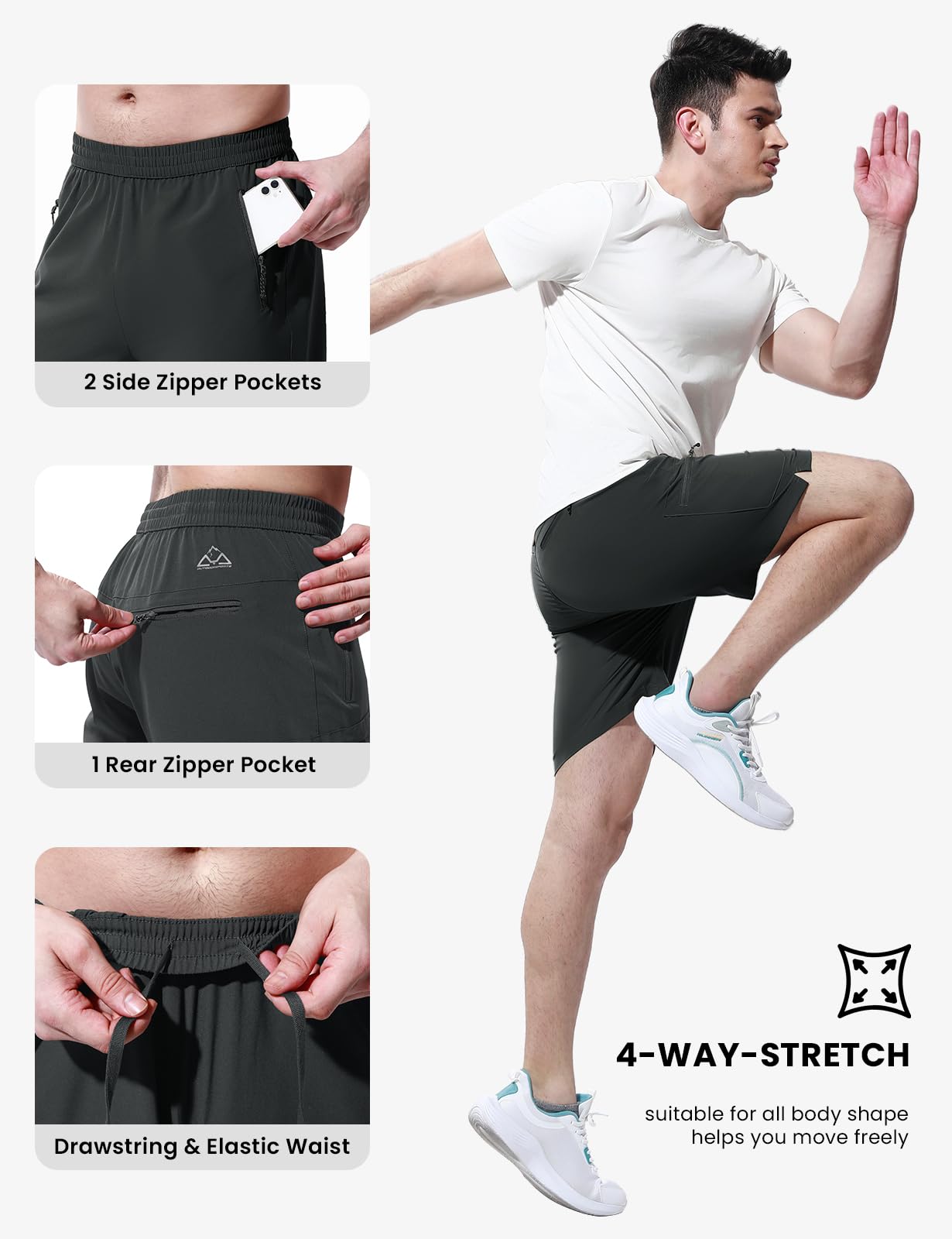 TBMPOY Men's Hiking Cargo Shorts 7" Quick Dry Athletic Running Workout Lightweight Shorts for Golf Fishing with Pockets Dark Grey 2XL