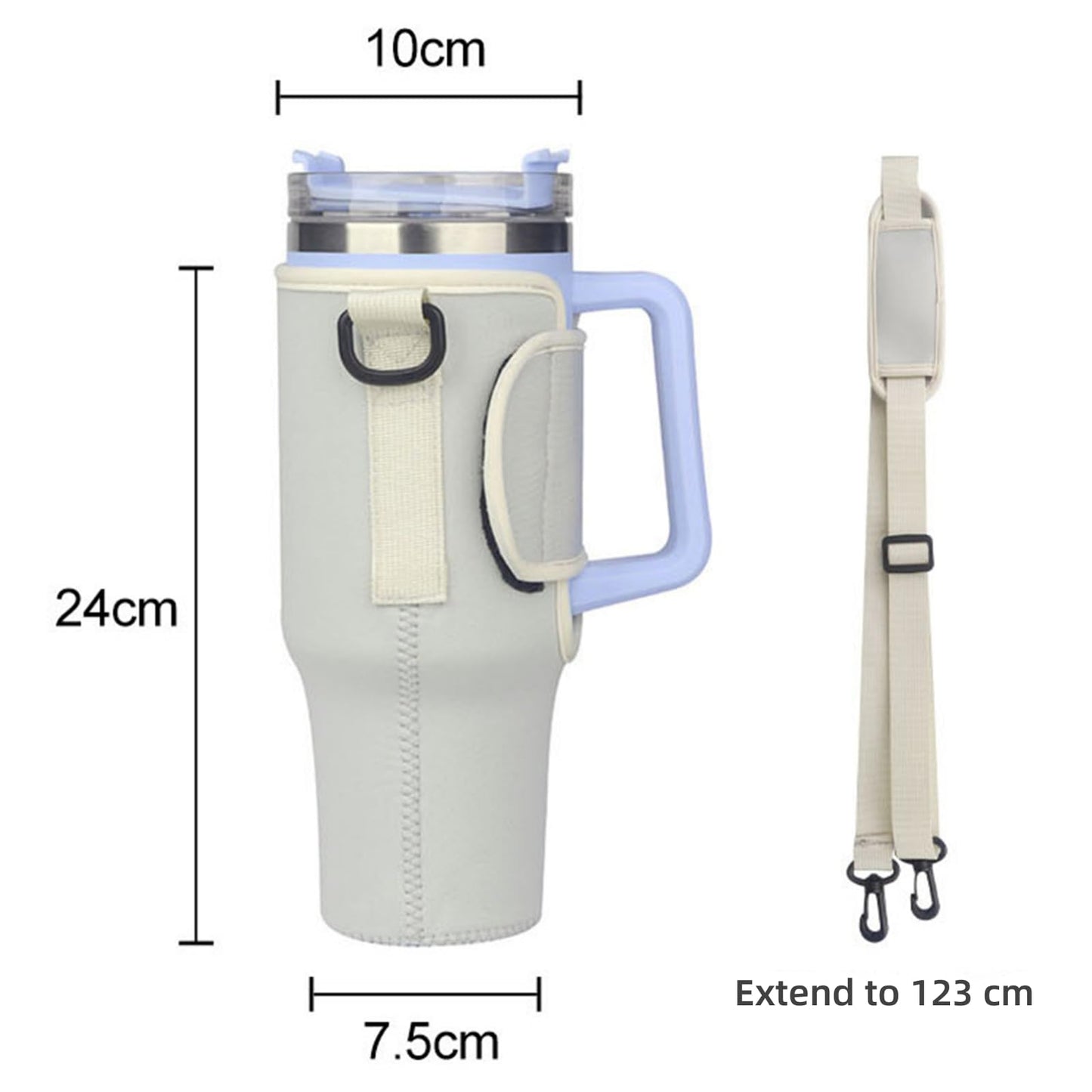 Water Bottle Carrier Bag Compatible with Stanley 40OZ Tumblers,Bottle Pouch Holder With Adjustable Shoulder Hand Strap, Water Bottle Accessories for Gym Outdoor Sports Hiking Travel Camping,Beige