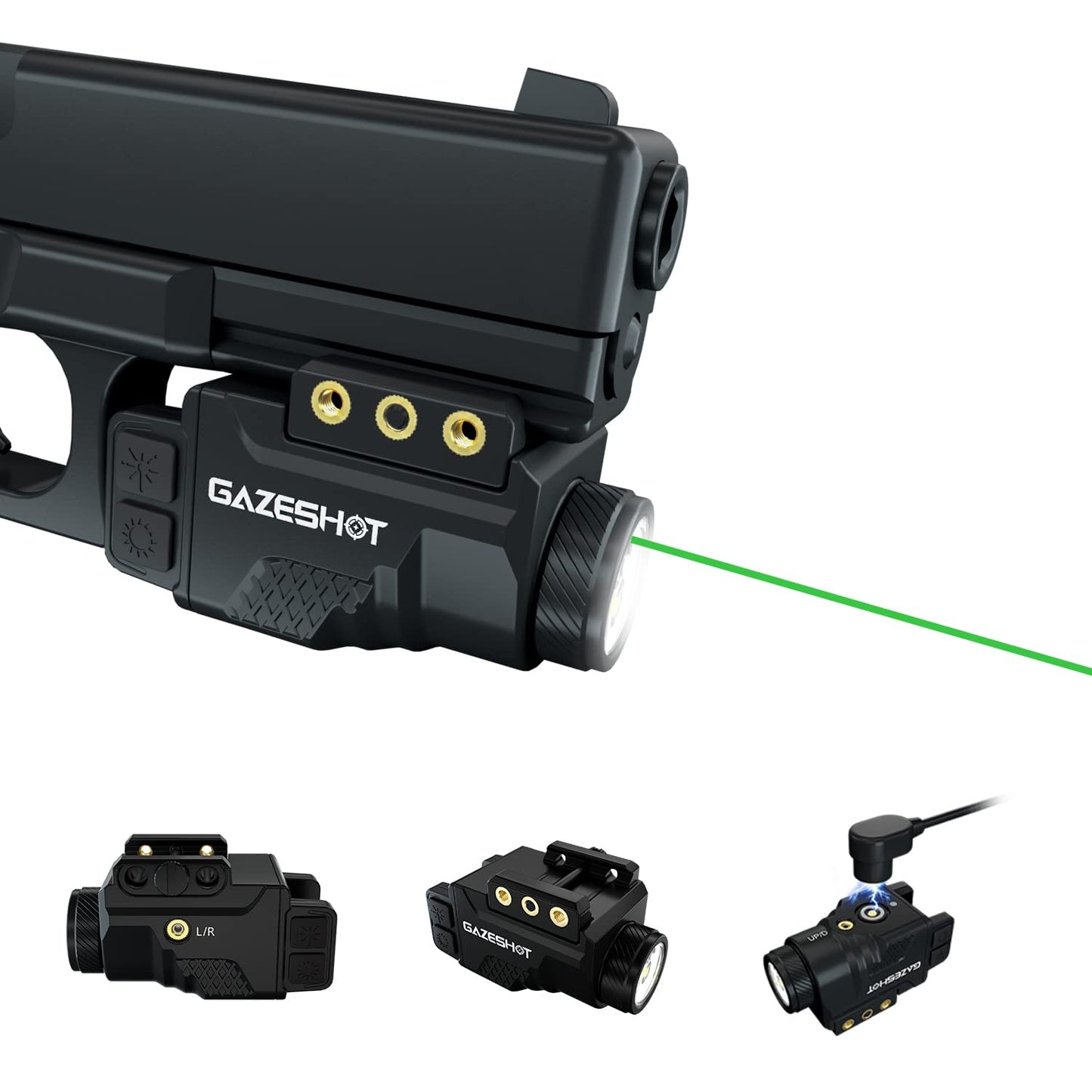 GAZESHOT Mini 700 Lumen Pistol Light Laser Combo Weapon Light Tactical Flashlights, Magnetic USB Rechargeable with Green Beam and Strobe Mode for GL Glock and Picatinny Rail