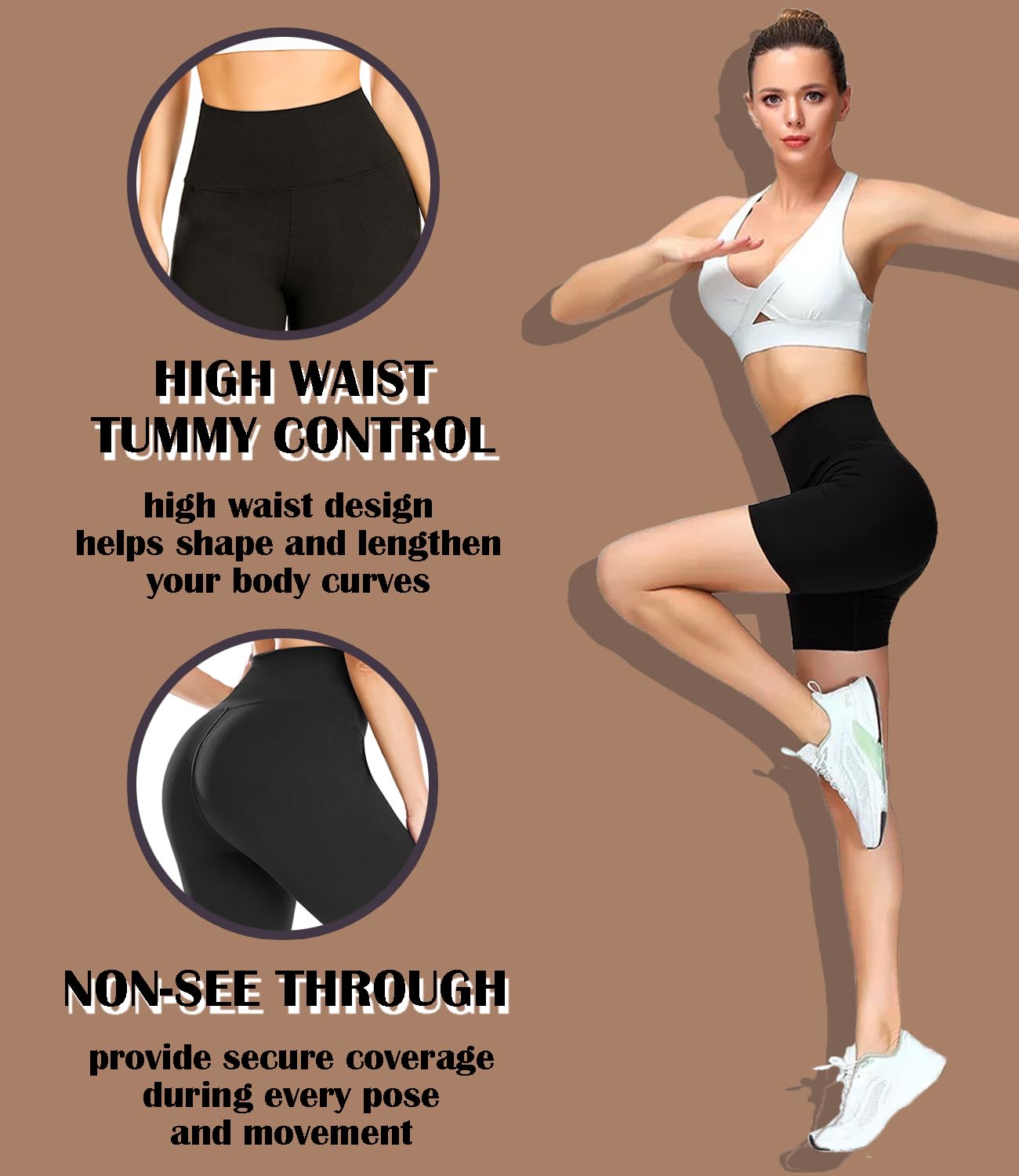 FULLSOFT 3 Pack High Waisted Biker Shorts for Women 5" Black Workout Yoga Athletic Spandex Womens Gym Shorts Running Dance Casual Home Outdoors Swim Shorts Gifts(Black,Dark Grey,Navy Blue,L-XL)