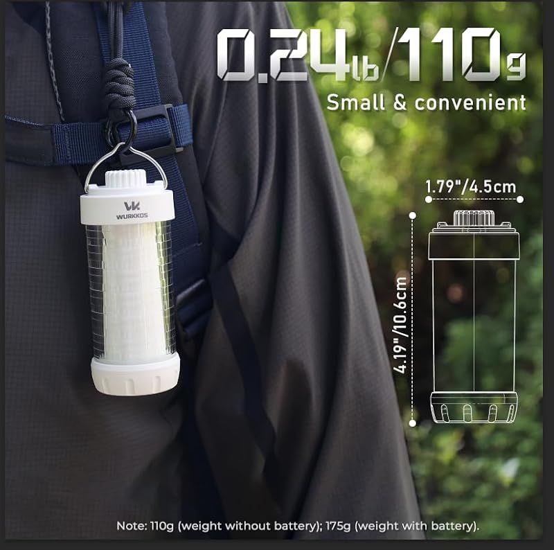 Rechargeable Camping Lantern with RGB Atmosphere Light and Waterproof Design - White