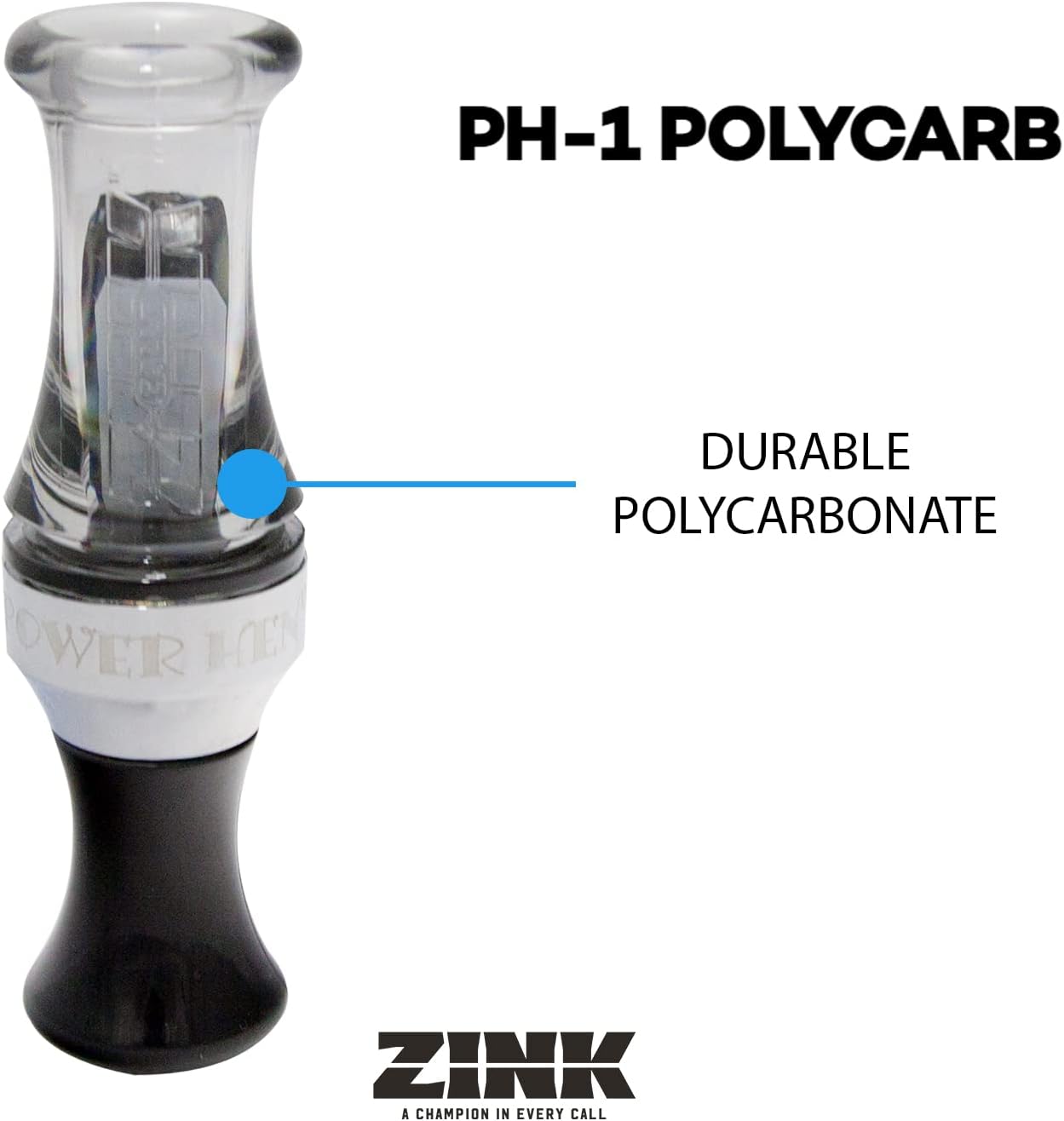 Zink Calls Power Hen-1 (PH-1) Polycarbonate Single Reed Durable Hunting Waterfowl Duck Game Call - Incredible Versatility & Range of Tones