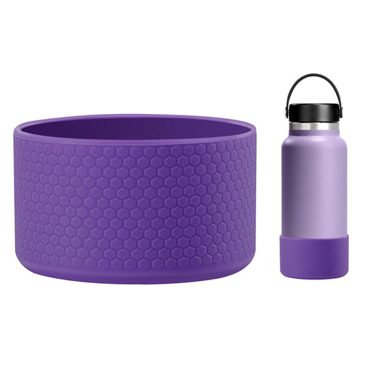 Vmini Silicone Boot for Hydro Flask Wide Mouth 32/40oz, for Simple Modern Summit 32/40oz, Honeycomb Texture Sleeve for Hydro Flask Water Bottle,Bottom Protector for Hydro Flask Accessories,Purple