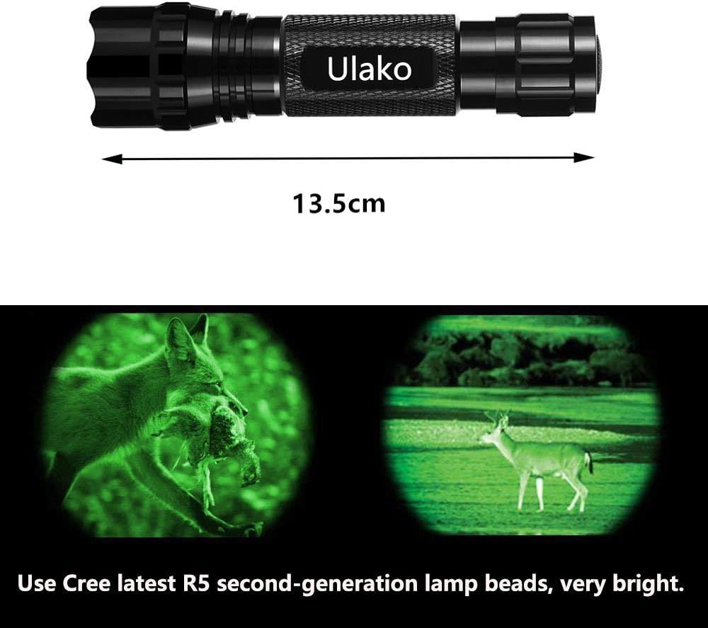 Green Light 350 Yards Adjustable Zoomable LED Coyote Hog Pig Varmint Hunting Light Flashlight with Remote Pressure Switch