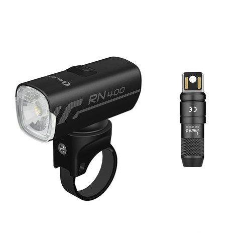 OLIGHT RN 400 LED Bike Lights, 400 Lumens USB Type-C Rechargeable Bike Front Light Bundle with IMINI 2 EDC Rechargeable Keychain Flashlight