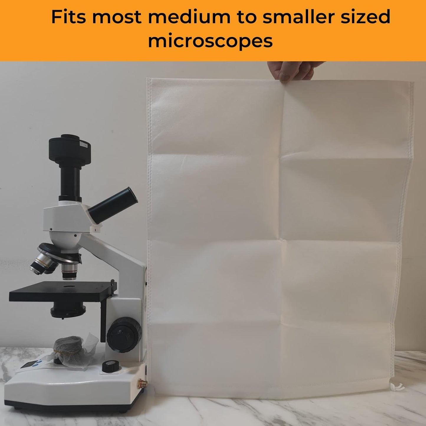 Microscope Dust Cover 15.5" x 18.5" (39.5cm x 48cm), White Fabric