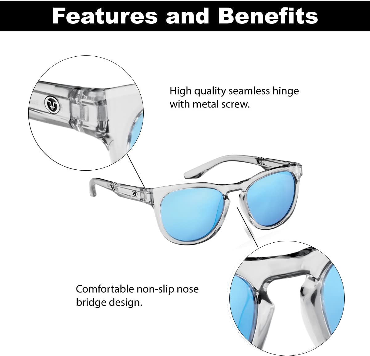 Flying Fisherman Breakers Classic Polarized Sunglasses, Gray-Blue/Blue, Medium