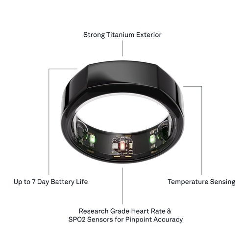 Oura Ring Gen3 Heritage - Black - Size 13 - Smart Ring - Size First with Oura Ring Gen3 Sizing Kit - Sleep Tracking Wearable - Heart Rate - Fitness Tracker - 5-7 Days Battery Life