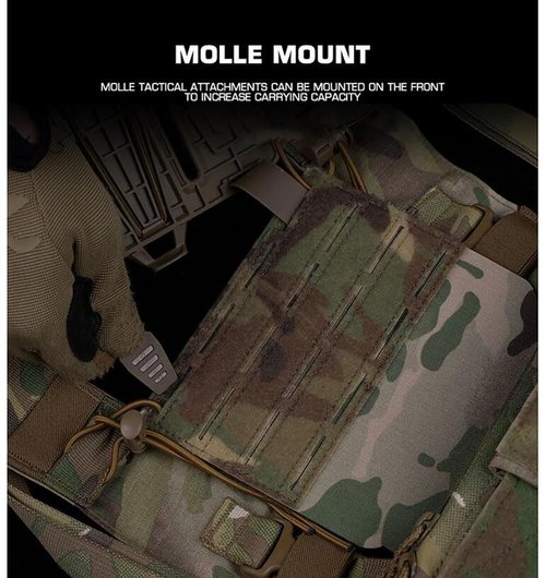 Tactical Modular Panel with Hook and Loop for Tactical Chest Rig Huntting Vest (Black)
