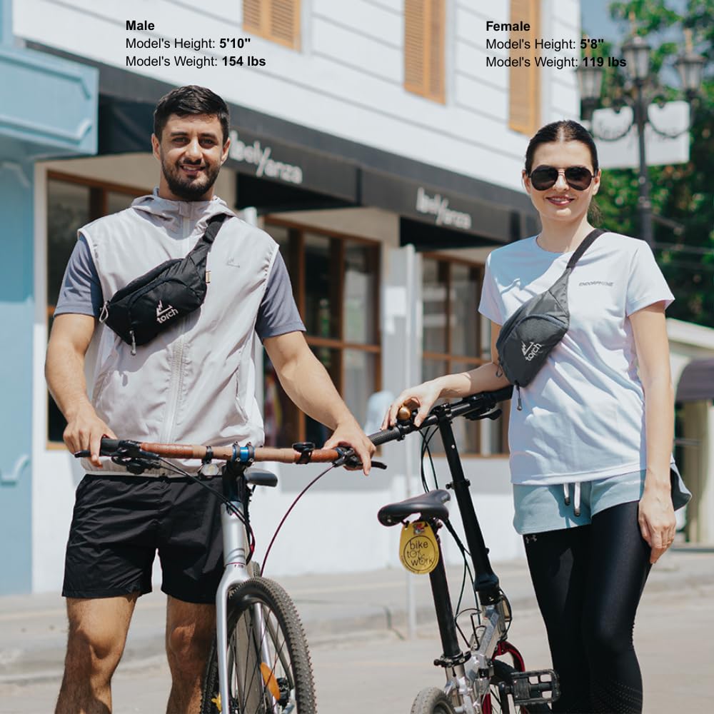 TORCH Belt Bag for Men - Fanny Pack Men Women with Compass Survival, Small Lightweight Hip Pack for Gym, Running, Hiking, Biking, Dog Walking - Vallejo (Grey)