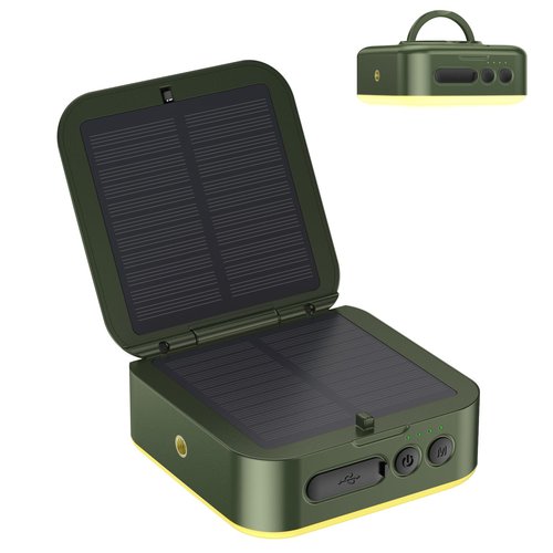 LumiSun Camping Lantern - Collapsible Solar LED Lamp, 5200mAh Solar/USB Rechargeable, 1000LM, 5 Light Modes, Outdoor IPX4 Waterproof - Portable Emergency Light （Green）