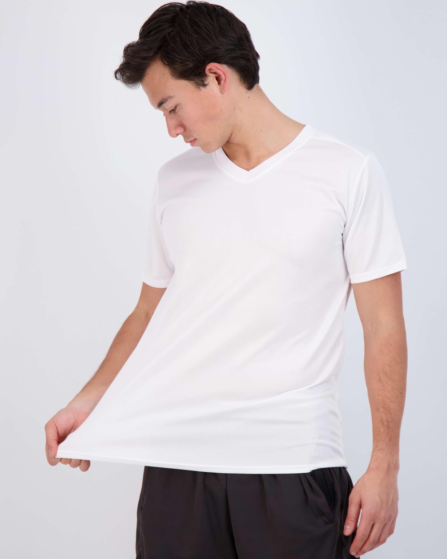 Real Essentials 5 Pack: Men's Mesh Short Sleeve V-Neck T-Shirt | Athletic Dry Fit V Neck Workout Shirt,Set XL
