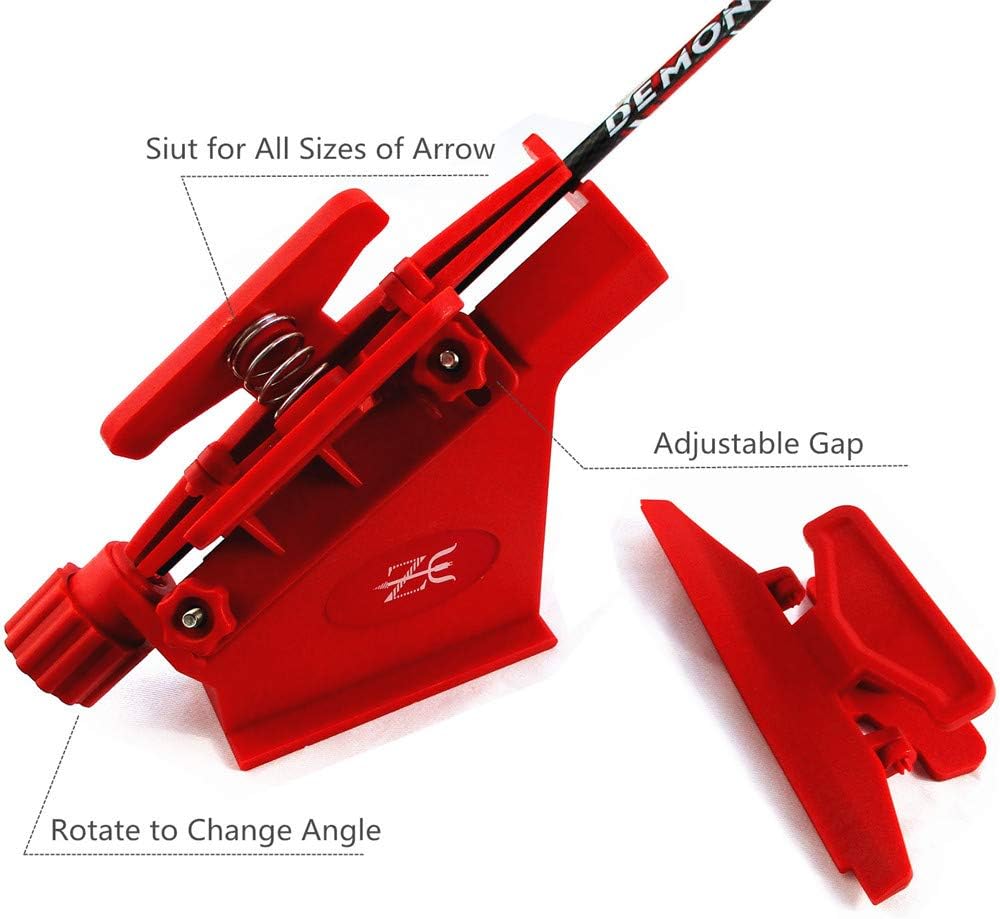 Fletching Tool Jig with Right Straight and Helix Clamps for DIY Archery Arrows Feathers Vanes (Red)