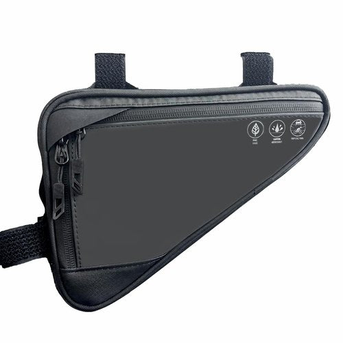 Danuosie Bike Frame Storage Bag, Water Resistant Bicycle Triangle Bag with Two Side Pockets, Reflective Under Seat Tool Accessories Pouch, Front tube Bag for Mountain Road Bike, MTB, 2L