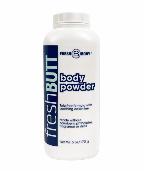 Fresh Butt Body Powder for Women & Men - Anti-Chafing, Anti-Itch, Odor & Sweat Absorbing + Calamine - Friction Fighting, Talc-Free, Unscented, 6oz