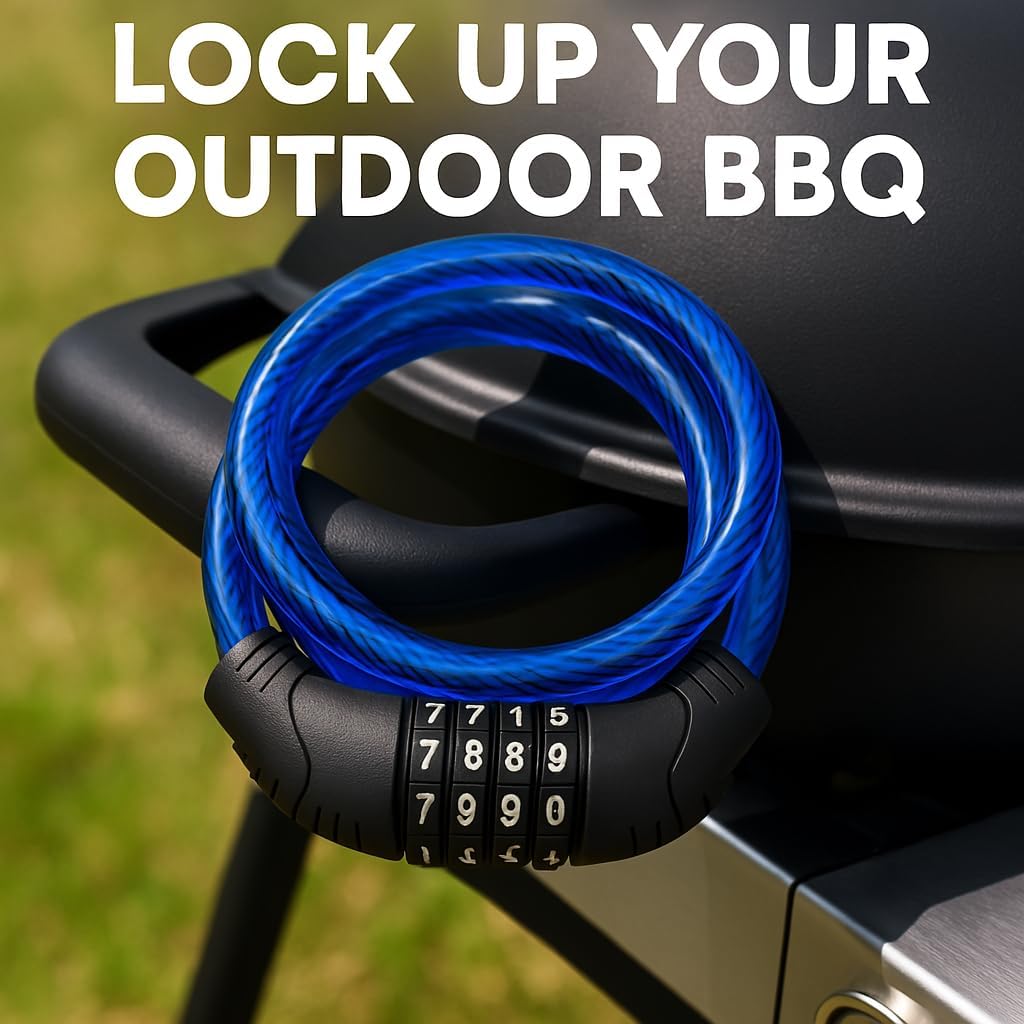 4 ft Steel Cable Bicycle Lock – 10mm PVC Coated, 4-Digit Resettable Combination for Bikes, Scooters, and Outdoor Use