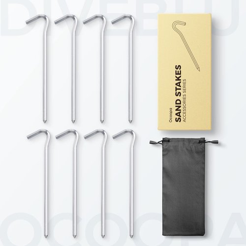 Ocoopa Sand Stakes for Beach Blankets, Mat, Beach Sun Shelter, Tents, Durable Metal, Pack of 8 pcs