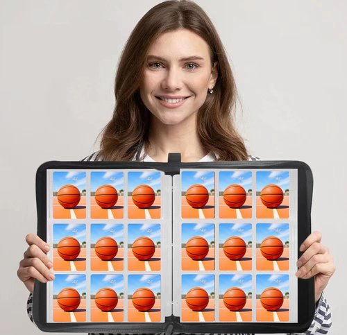 Trading Card Binder, 900 Pockets Album Folder With 50 Top-Loading Page Sleeves, 9 Pocket Binder for Game, Sports, Baseball Cards (Black)