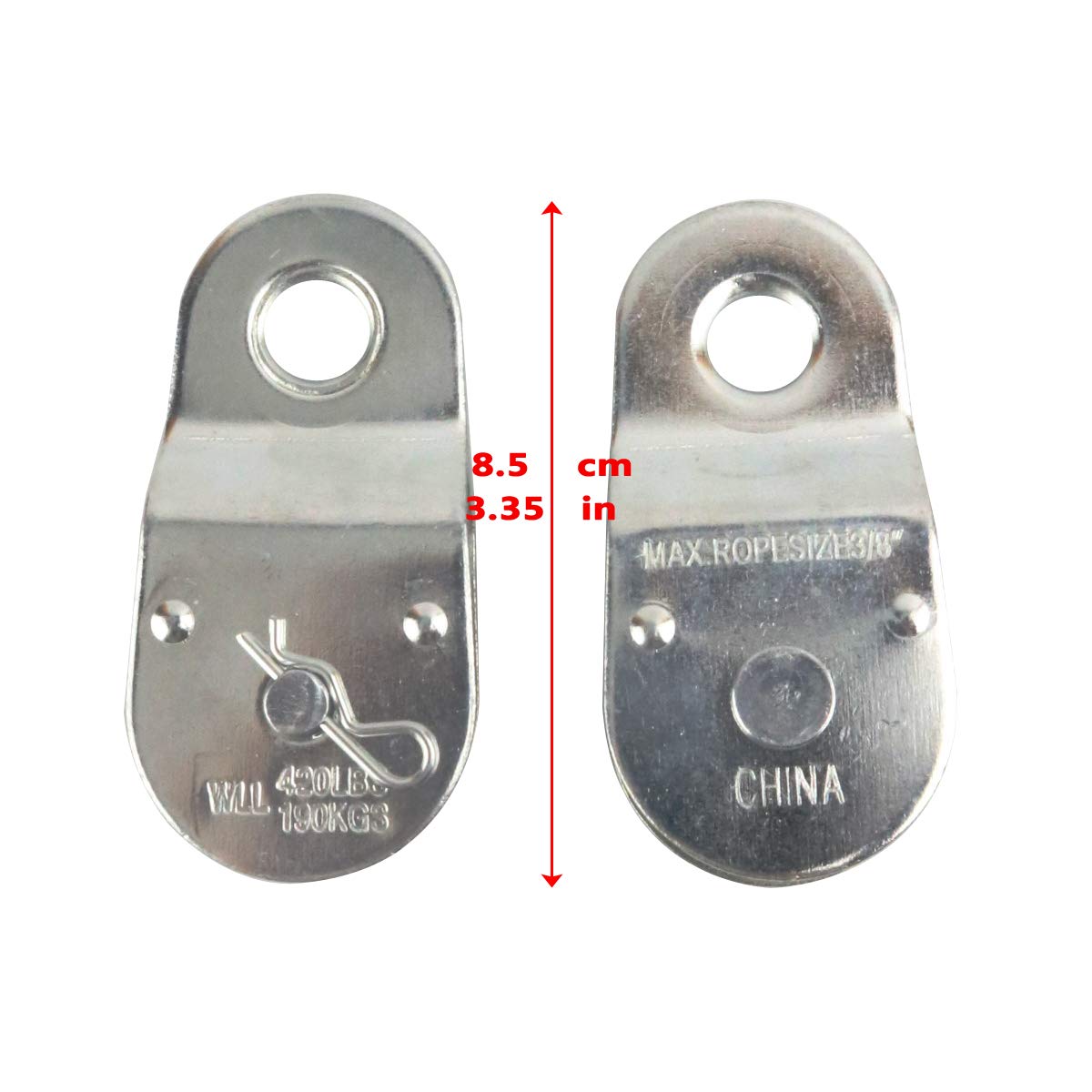 Zinc Plated Fixed Single Pulley Fixed Eye Steel Pulley 1-1/2" (2 Pack)
