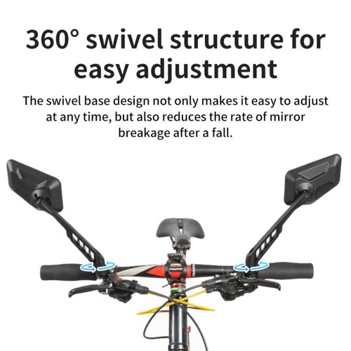 SUKOUSRAM Handlebar Bike Mirror Scratch Resistant HD Glass Lens 360° Rotatable Ajustable Safe Rearview Bike Mirror for Road Mountain Bike Scooter Moto E-Bike,Right