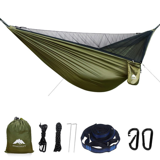 Homithley Camping Hammock - Portable Hammock with Mosquito Net, Lightweight Backpacking Hammocks Swing Camping Accessories for Indoor, Outdoor, Beach, Backyard, Patio, Travel, Hiking