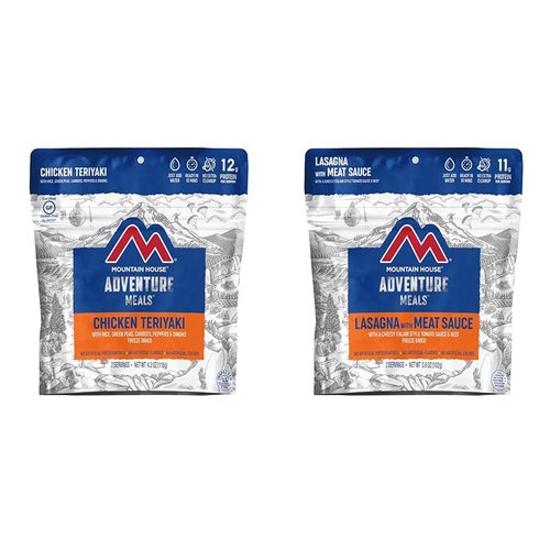 Mountain House Chicken Teriyaki with Rice | Freeze Dried Backpacking & Camping Food | 2 Servings | Gluten-Free & Lasagna with Meat Sauce | Freeze Dried Backpacking & Camping Food |2 Servings