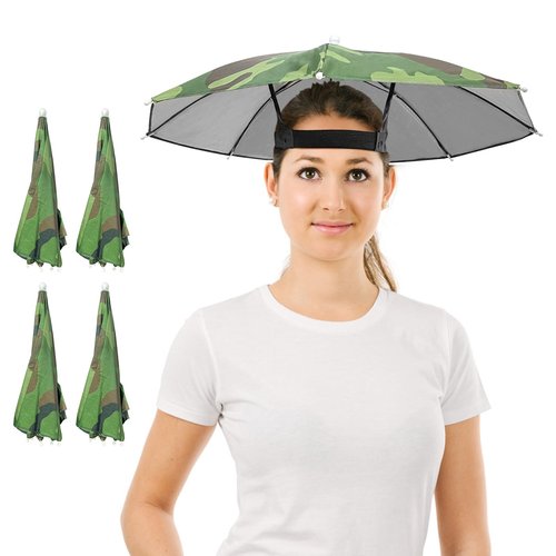 Guyuyii 4-Pack Umbrella Hats – UV Sun Protection, Hands-Free Head Umbrella for Adults and Kids, Adjustable Fit for Outdoor Fishing, Beach, Rainy Weather, Travel, Festivals, and Entertainment