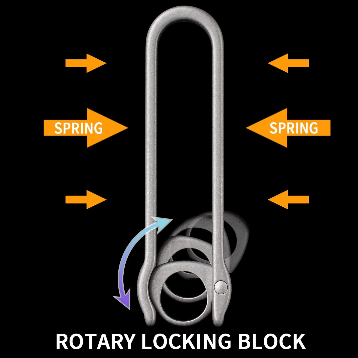 FEGVE Titanium Key Belt Clip, Carabiner Keychain Clip Belt Key Holder with Key Ring for Pants Purse-M/Grey