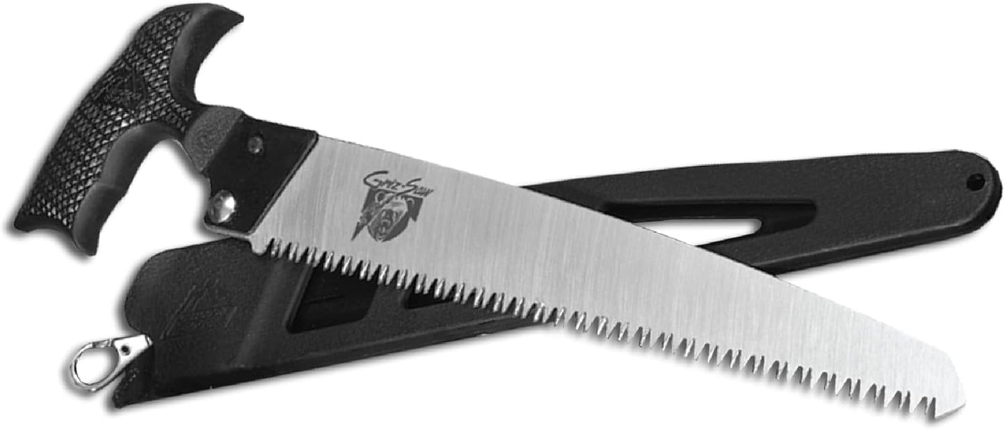Outdoor Edge GrizSaw - Lightweight T-Handle Fixed Blade Outdoor-Hunting Saw with 8.0", 65Mn Spring Steel Blade for Cutting Tough Bone and Wood and Locking Zytel Sheath with Swivel Clip Belt Attachment