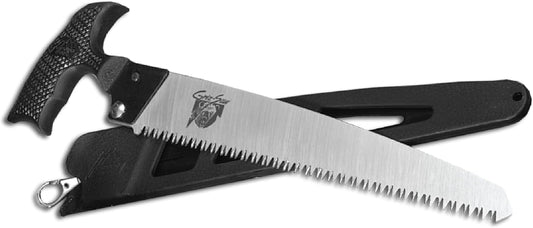 Outdoor Edge GrizSaw - Lightweight T-Handle Fixed Blade Outdoor-Hunting Saw with 8.0", 65Mn Spring Steel Blade for Cutting Tough Bone and Wood and Locking Zytel Sheath with Swivel Clip Belt Attachment