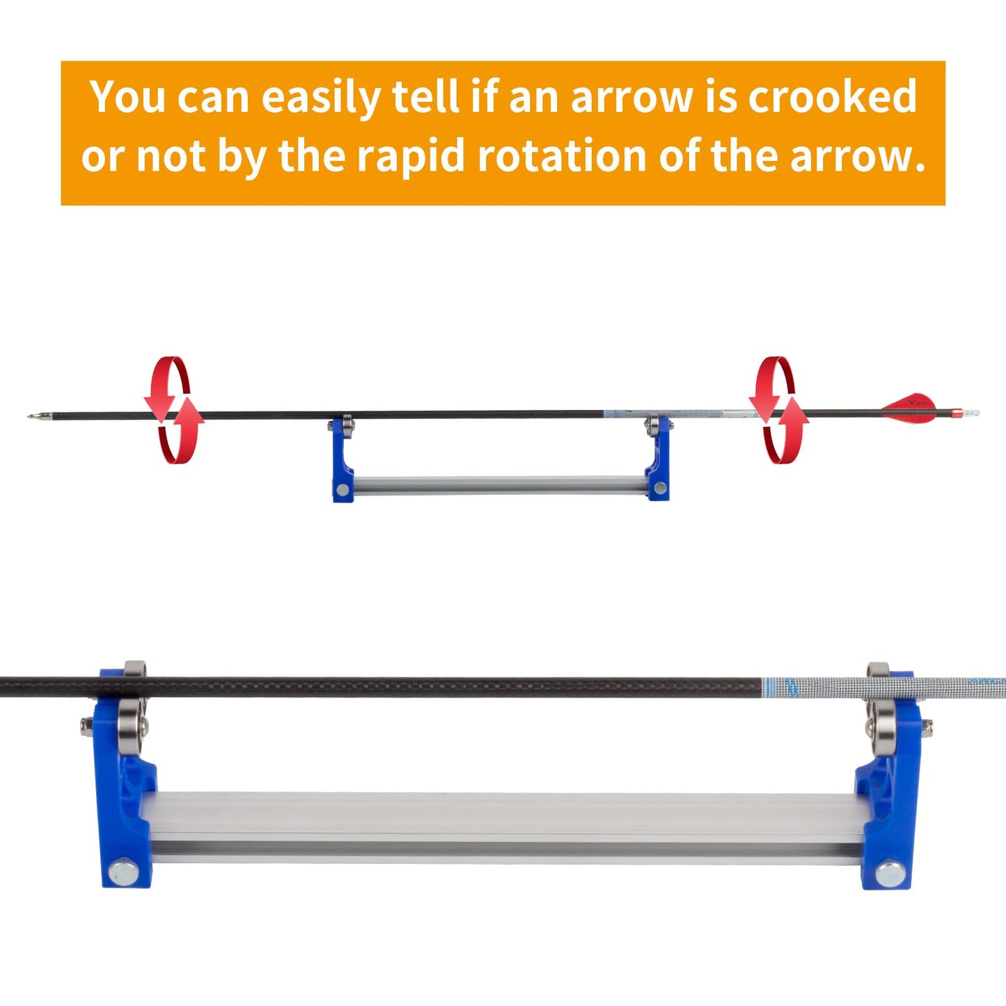 FENJANER Archery Arrow Spinner Tester, Arrow Shaft Straightness Detector and Balance Check Tool, Feather Vane Tuning and Broadhead Spining Testing Accessories