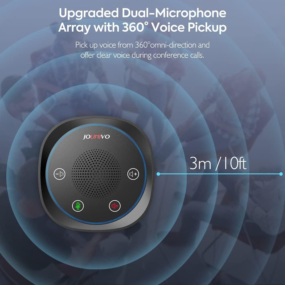 USB Speakerphone Microphone, Conference Speaker Omnidirectional Computer Mic, with 360º Voice Pickup, Touch-Sensor Buttons for Mute/unmute, Streaming, Call Speaker Skype, Webinar, Interview -(JV801)