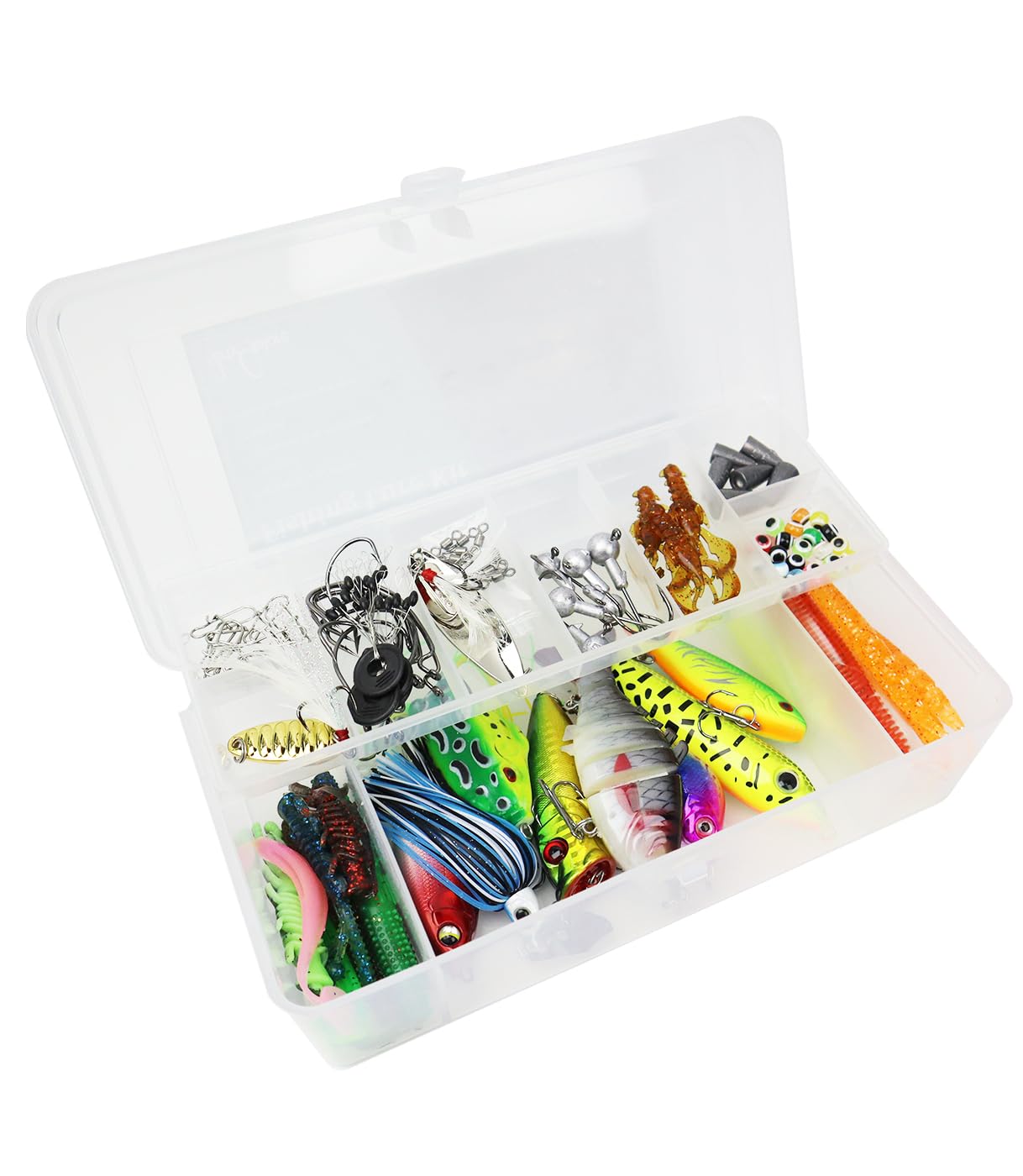 Fishing Lure Kit for Freshwater Bass, Fishing Tackle Set for Beginner Adults Including Crankbaits Spinnerbaits Topwater Baits Kit with Tackle Box