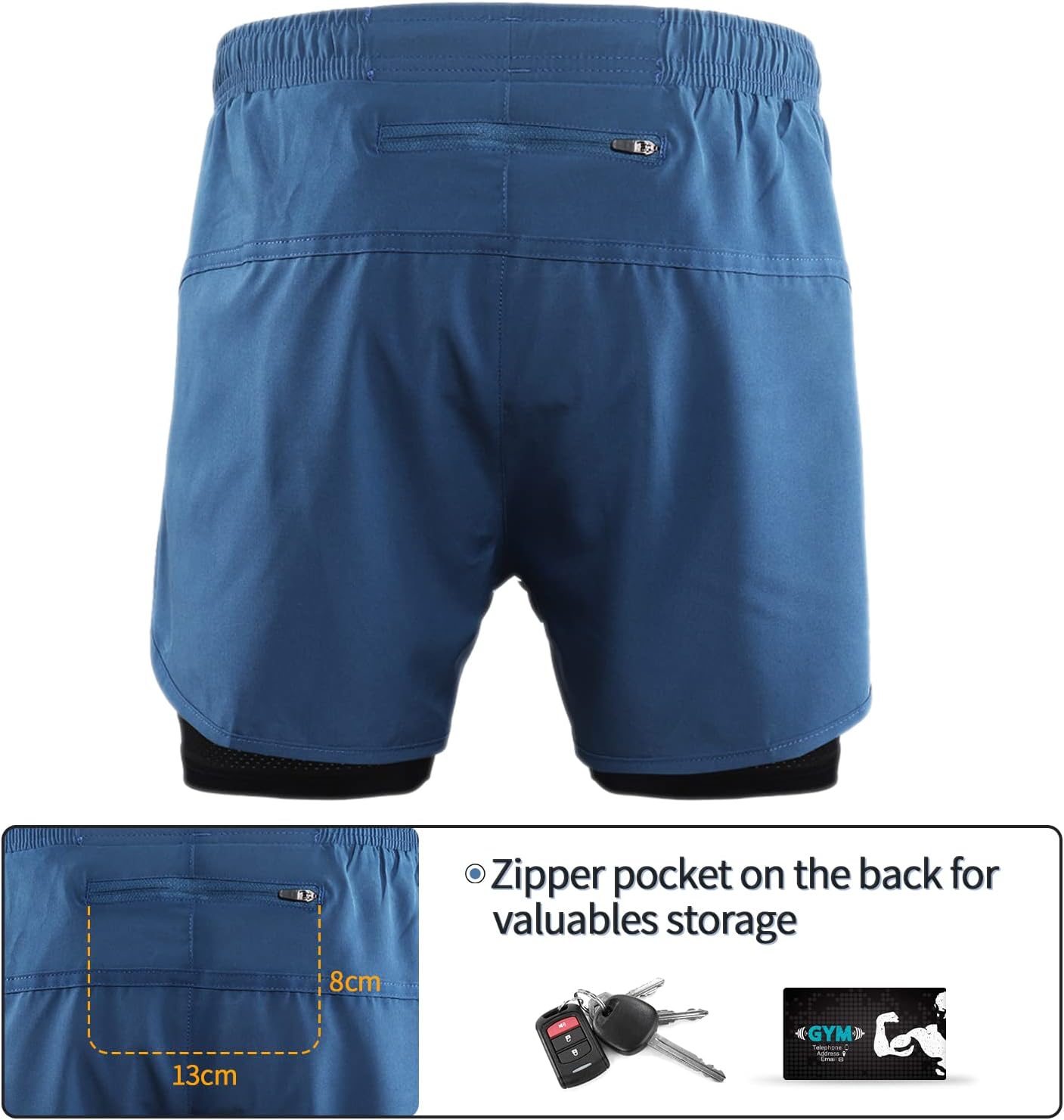 ARSUXEO Men's Active Training Running Shorts 2 in 1