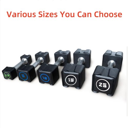 Square Dumbbells, PU Coated Weight Dumbbells With Non-Slip Grip and No-Roll Head for Home Gym Workouts and Weight Strength Training, Single(30LB/55LB) and Pair(5.5LB-32LB)，No Odor