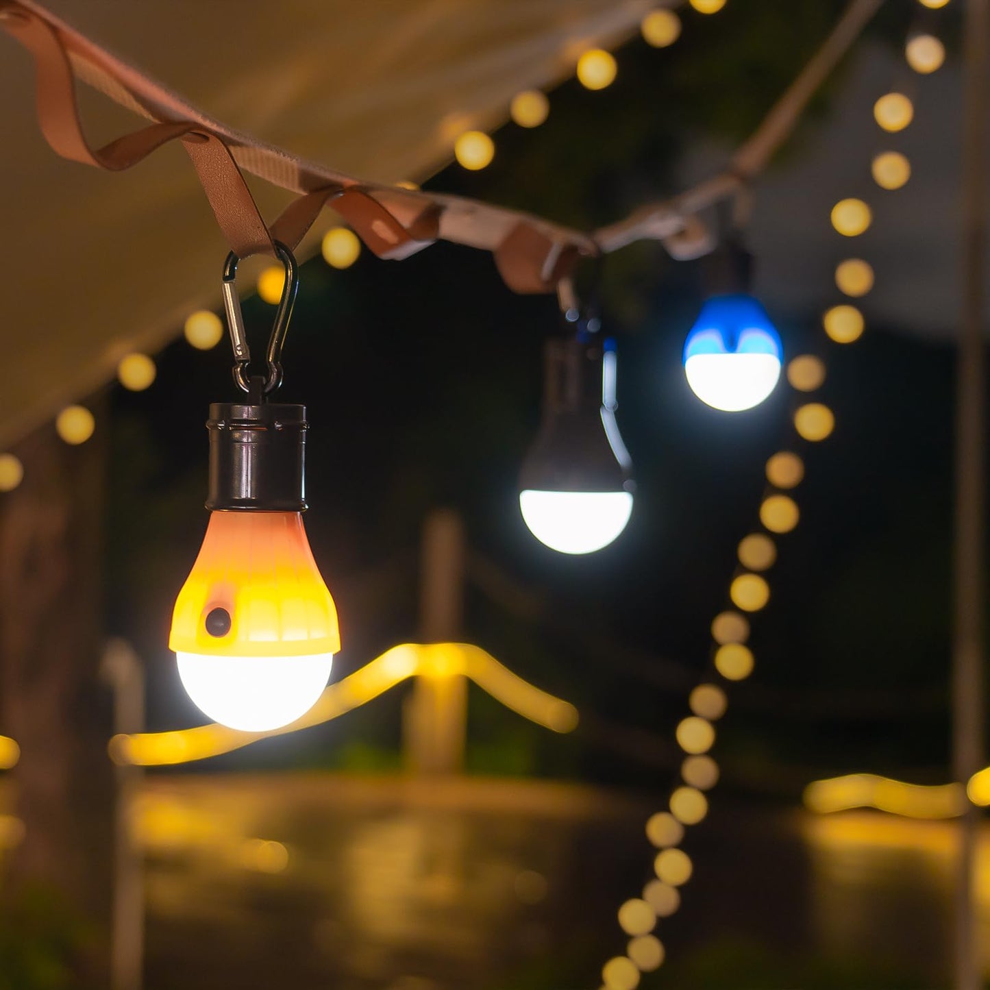 Jarxin Led Camping Lantern USB Rechargeable,Outdoor Tent Lights for Camping Hanging,Kids with Clip Hook Camping Flashlight (4 Packs Black)