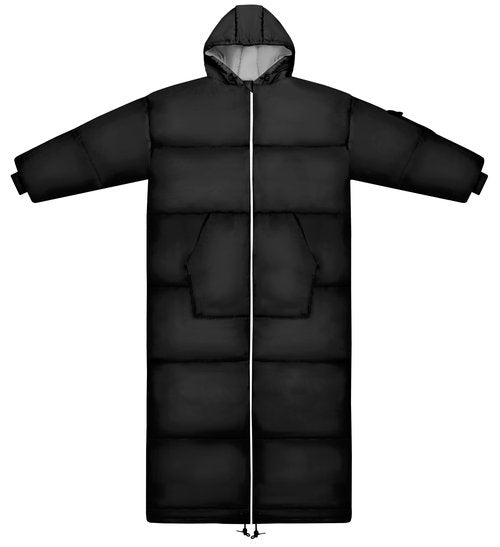 Thermotuff Wearable Sleeping Bag with Dual Hoodie, Long Sleeves, Pockets & Adjustable Drawstring - Ideal for Camping, Cold Weather Hiking, and Stadium Sak Blanket, (L-XL)
