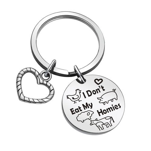 ZQEOU Vegan Gifts Vegetarian Gift Animal Rescue Lovers Keychain Vegetarianism Jewelry Vegan Friends Gift For Best Friend Jewelry Niece Keychain Animal Rescue Gift Animal Lovers Jewelry