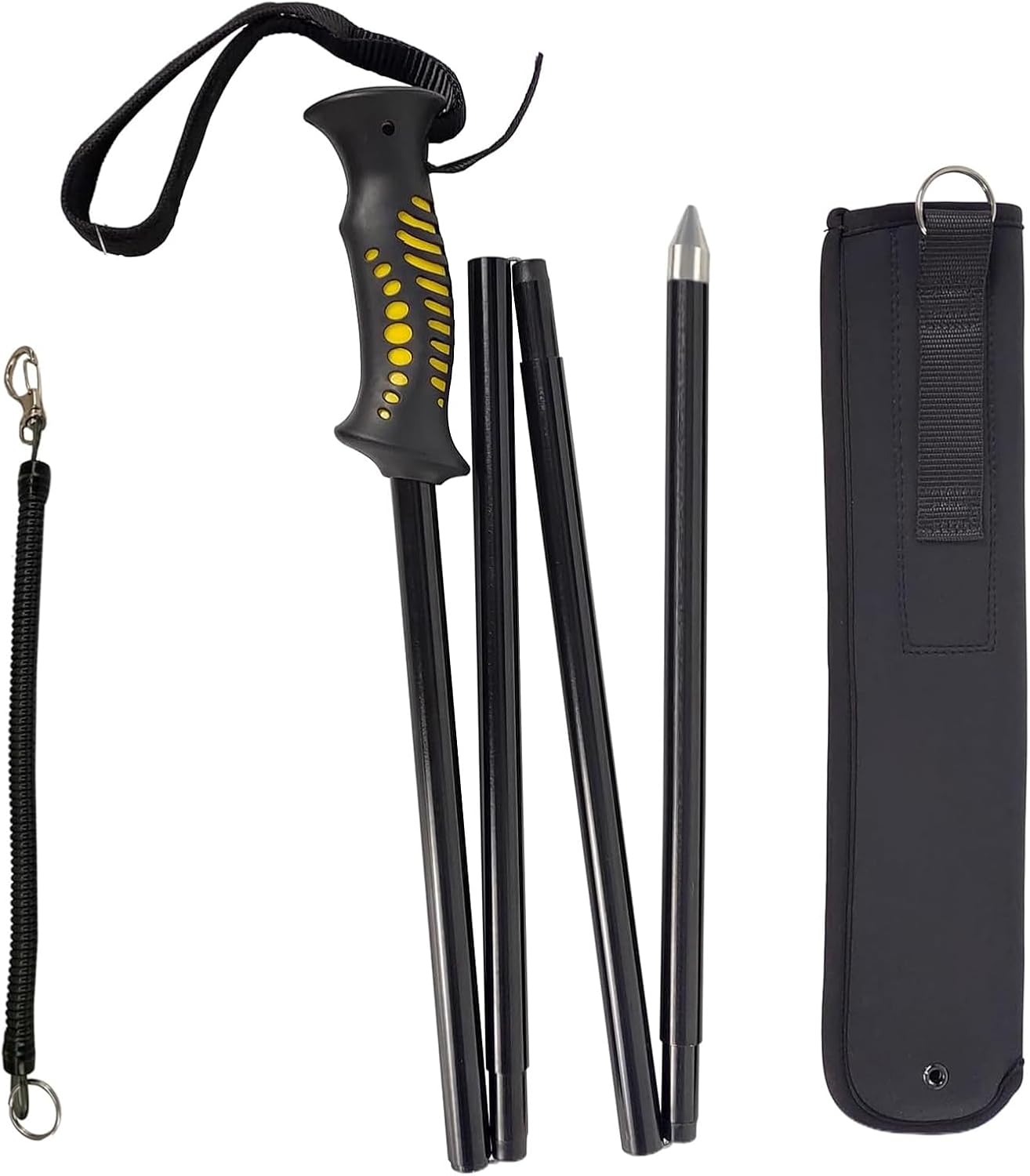 Aventik Fold-able Wading Staff Water Depth Safety Warning Sign Coated Stainless Steel Core T7075 Aluminum Body Corrosion Resistance