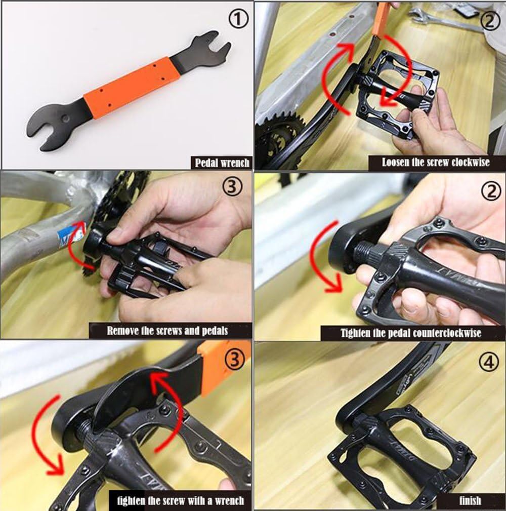 Tfwadmx 2 Pcs Bike Pedal Wrench Bicycle Spanner 15, 16, 17 mm Repair Removal Tool for Biking Cycling Mountain Bike MTB BMX