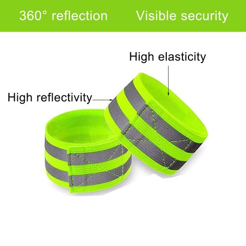Wiosny 8 Pieces Bands High Visibility Reflector Bands Safety Reflector Tape Straps Running Gear for Cycling Walking Arm Wrist Ankle Leg (Green,2 Styles③)