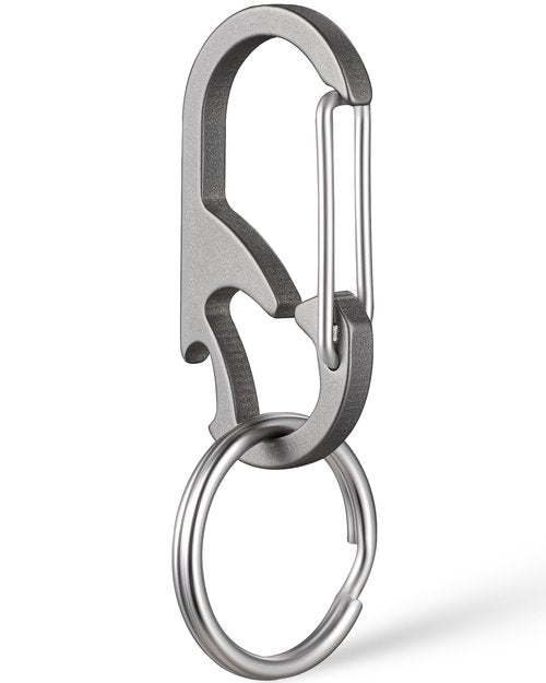 TISUR Titanium Carabiner Keychain Clip, Anti-Lost Key Ring Holder, Heavy Duty Key Chain Bottle Opener for Men Women (Gray(1-Pack))