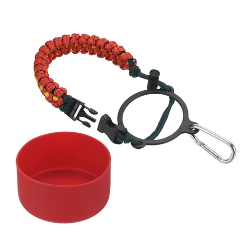 PATIKIL Water Bottle Holder, Paracord Handle Carrying Lanyard Strap Carrier with Ring for 32oz to 40oz Wide Mouth Bottles, Red